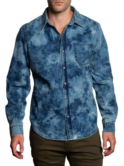 Stitch's Jeans Men's Tie Dye Denim Shirt In Blue
