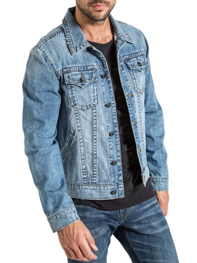 Stitch's Jeans Men's Washed Denim Jacket In Green