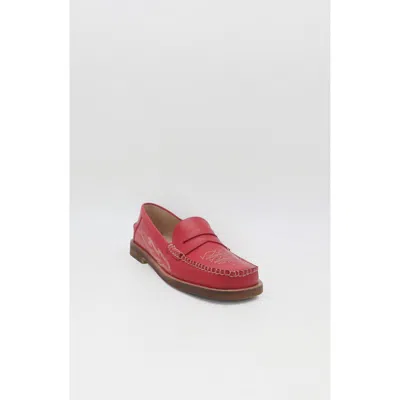 Stivali New York Baldanza Leather Western Embroidery Penny Loafers In Pink