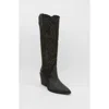 Stivali New York Getty Western Suede Leather Knee High Boots In Black