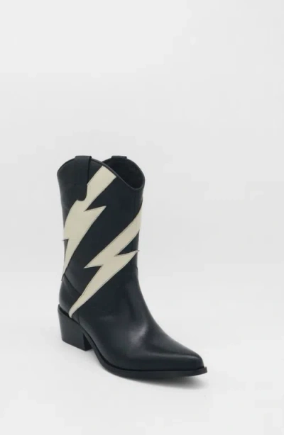 Stivali New York Idol Western Cowboy Boots In Black/off-white