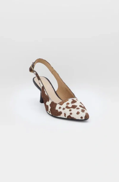Stivali New York Lusso Leather Slingback Kitten Heel In Multi
