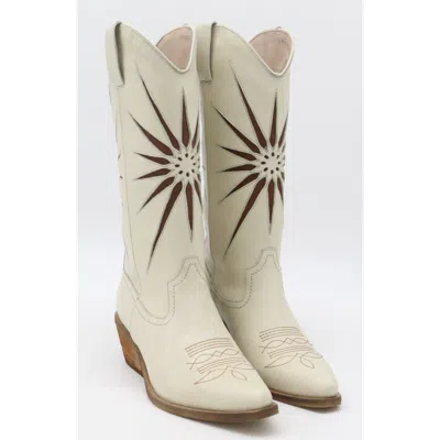Stivali New York Moonrise Western Cowboy Boots In Off White