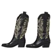 Stivali New York Women's Dramen Western Cowboy Boots In Black Leather