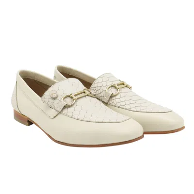 Stivali New York Women's Natural Loafers In Ivory Leather In Black/white