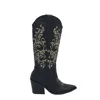 Stivali New York Women's Paradise Western Cowboy Boots In Black Leather In Black