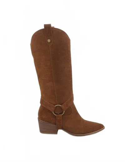 Stivali New York Women's Penelope Western Cowboy Convertible Boots In Brown Suede Leather