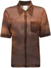 Stockholm Surfboard Club Abstract-pattern Print Zip-up Blouse In Brown
