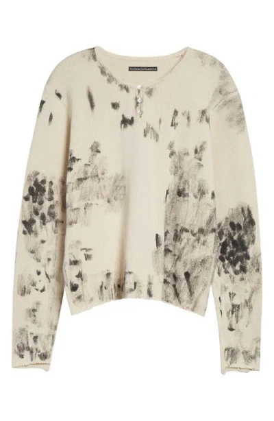 Stockholm Surfboard Club Bon Stained Long Sleeve Henley In Neutral