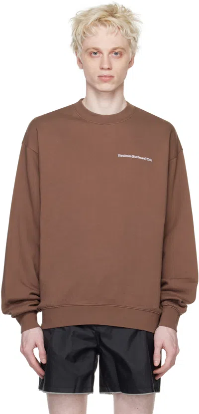 Stockholm Surfboard Club Brown Embroidered Sweatshirt In Cedar