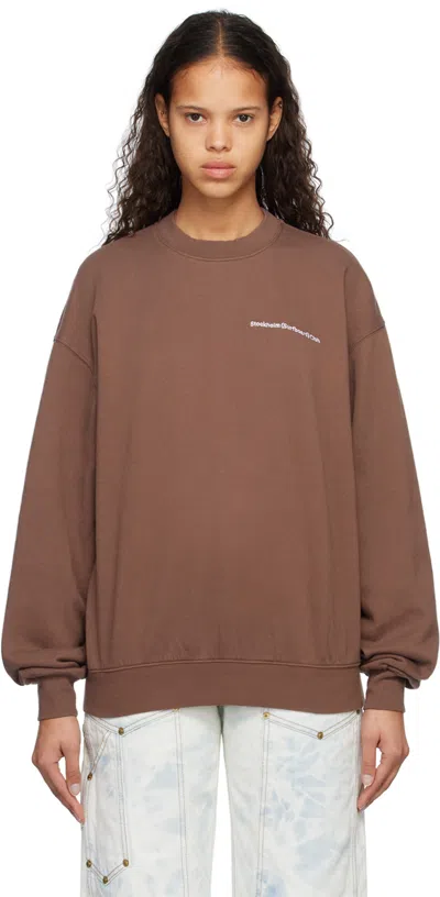 Stockholm Surfboard Club Brown Embroidered Sweatshirt In Cedar