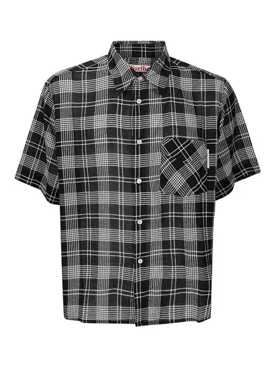 Stockholm Surfboard Club Short -sleeved Check Shirt In Black
