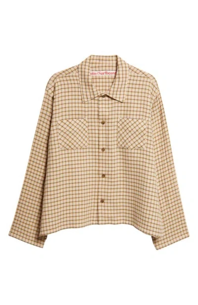 Stockholm Surfboard Club Club Check Cotton Blend Overshirt In Neutral