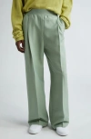 Stockholm Surfboard Club Elaine Logo Jacquard Waist Pleated Wide Leg Pants In Green