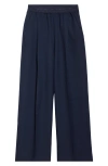 Stockholm Surfboard Club Elaine Logo Jacquard Waist Pleated Wide Leg Pants In Navy