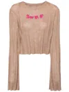 Stockholm Surfboard Club Embroidered-motif Linen Jumper In Brown