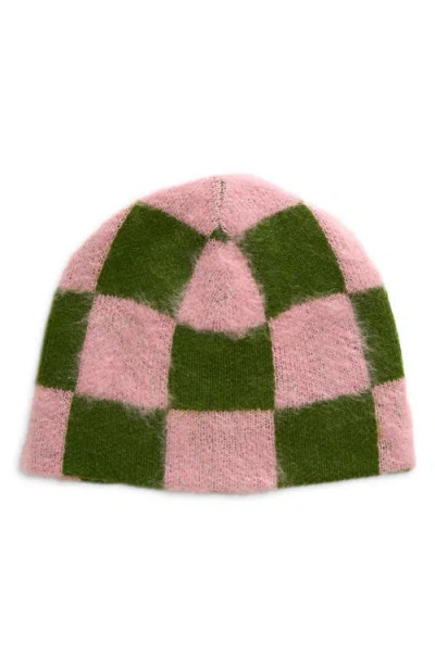 Stockholm Surfboard Club Gas Reversible Check Beanie In Pink