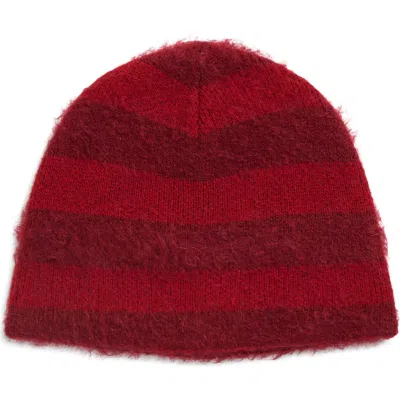 Stockholm Surfboard Club Gas Stripe Mohair & Wool Blend Beanie In Red