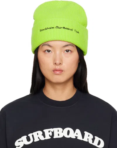 Stockholm Surfboard Club Green Logo Beanie In Flou Green