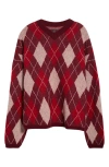 Stockholm Surfboard Club Gyle Argyle Merino Wool Blend Sweater In Pink
