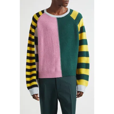 Stockholm Surfboard Club Jari Colorblock Merino Wool Blend Sweater In Pink Multicolor
