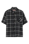 Stockholm Surfboard Club Jerry Plaid Short Sleeve Button-up Shirt In Black Check