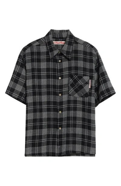 Stockholm Surfboard Club Jerry Plaid Short Sleeve Button-up Shirt In Black Check