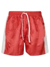 Stockholm Surfboard Club Nylon Shorts With Contrasting Side Bands In Red