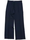 Stockholm Surfboard Club Elaine Logo Jacquard Waist Pleated Wide Leg Pants In Navy