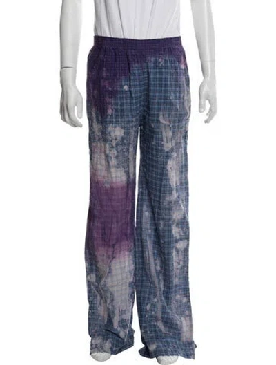 Pre-owned Stockholm Surfboard Club Plaid Print Pajama Bottoms In Blue