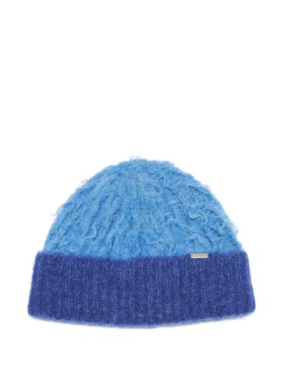 Stockholm Surfboard Club Ribbed Beanie Hat In Blue