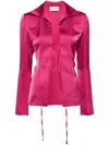 Stockholm Surfboard Club Satin-finish Tie-fastening Blouse In Pink