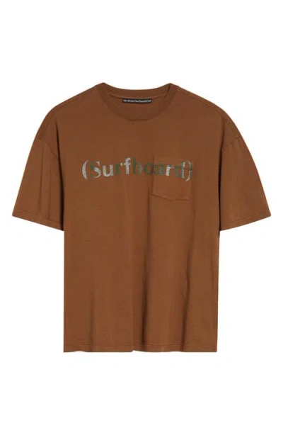 Stockholm Surfboard Club Sufboard Logo Organic Cotton Pocket Graphic T-shirt In Brown