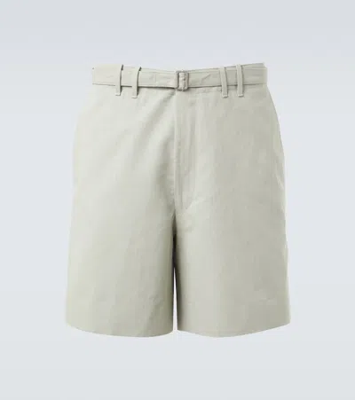 Stòffa Belted Cotton And Linen Shorts In Gray