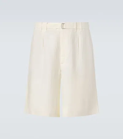 Stòffa Belted Linen Bermuda Shorts In White