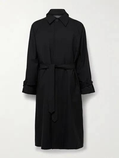 Stòffa Belted Wool Trench Coat In Black