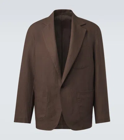 Stòffa 亚麻西装式外套 In Brown