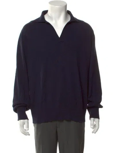 Pre-owned Stòffa Cashmere V-neck Pullover In Blue