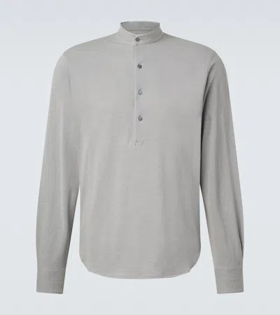 Stòffa Cotton And Silk Henley Shirt In Gray