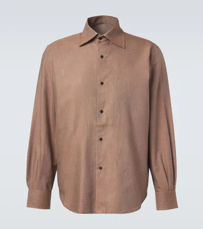 Stòffa Cotton And Silk Shirt In Brown