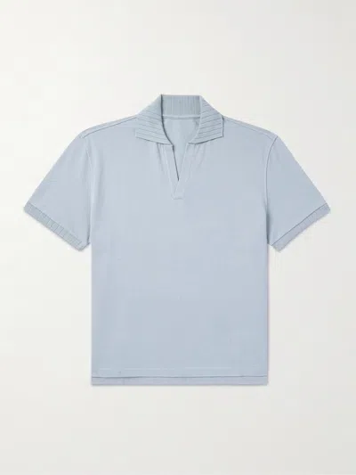Stòffa Cotton-piqué Polo Shirt In Blue
