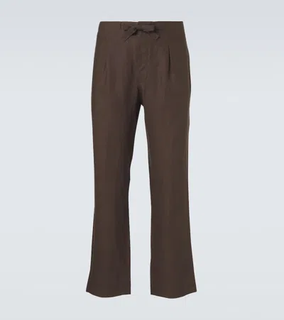 Stòffa Linen Straight Pants In Brown