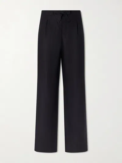 Stòffa Straight-leg Linen-twill Drawstring Trousers In Animal Print