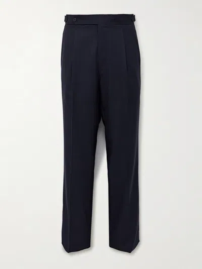 Stòffa Straight-leg Pleated Wool Suit Trousers In Blue