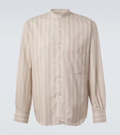 Stòffa Striped Cotton And Silk Shirt In Neutral