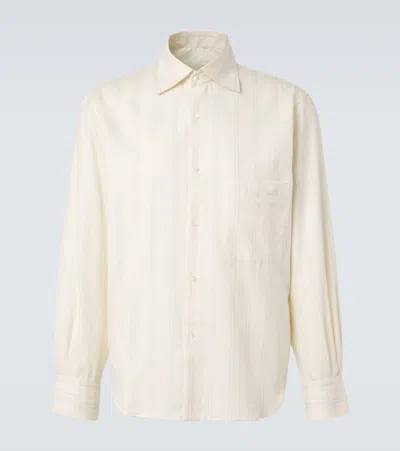 Stòffa Striped Cotton And Silk Shirt In Yellow