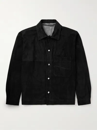 Stòffa Suede Blouson Jacket In Black