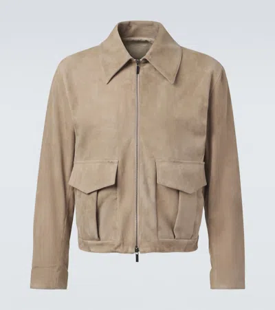 Stòffa Suede Blouson Jacket In Brown
