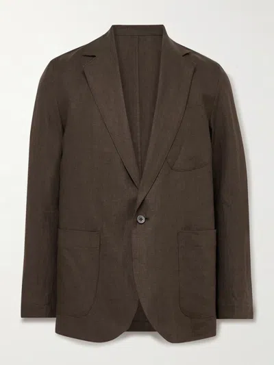 Stòffa Unstructured Washed-linen Blazer In Brown