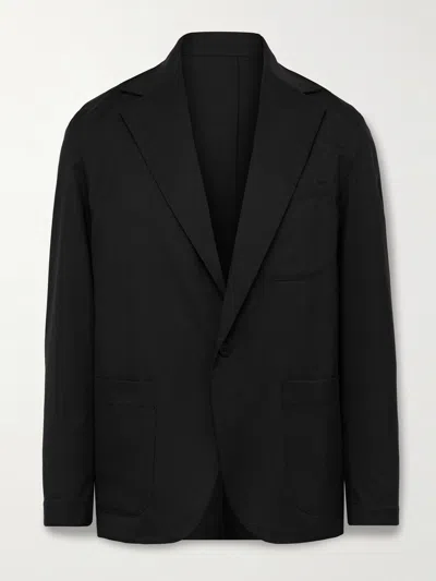 Stòffa Unstructured Wool-crepe Blazer In Black